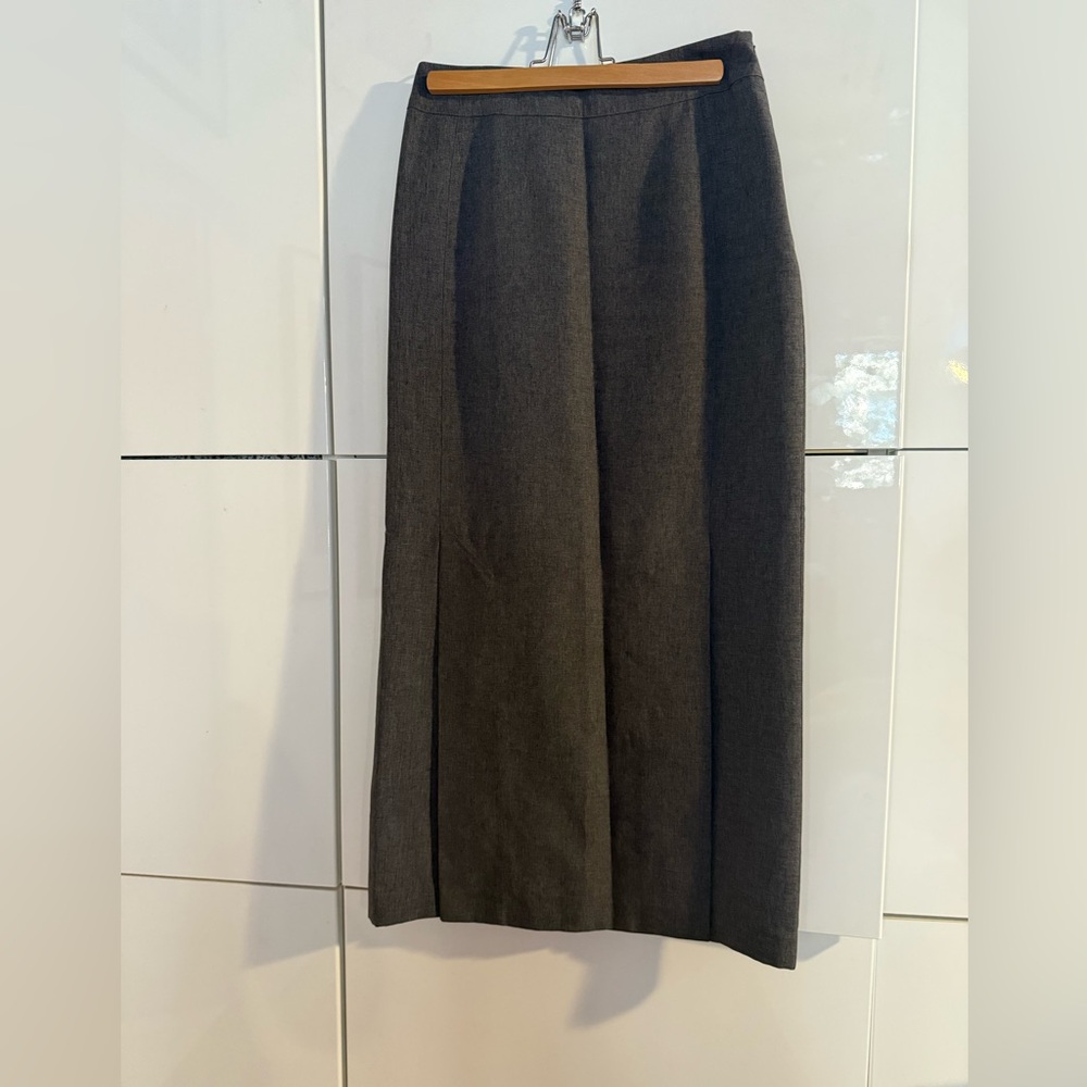 Gray Pleated Pencil Maxi Skirt for Work
